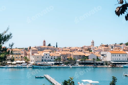 Preview: Embankment of the town of Rab, view from the sea. Croatia