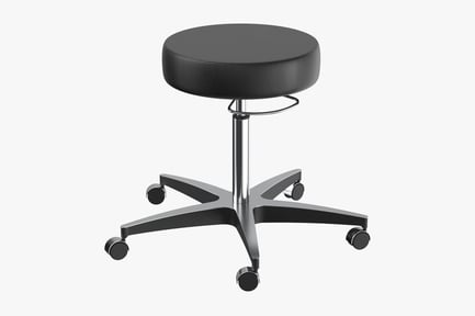 Preview: Black Five-Legged Rolling Stool with Cushioned Seat