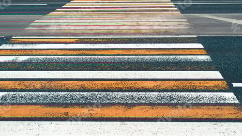 Preview: Crosswalk. Grunge road markings orange and white stripes