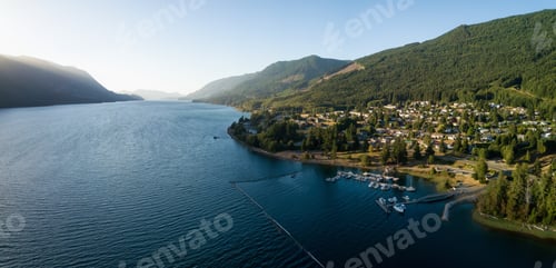 Preview: Aerial panoramic view of a small town, Port Alice