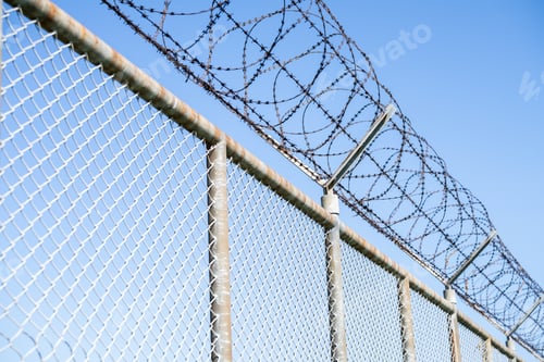 Preview: Prison security fence Barbed wire security fence Razor wire jail fence Barrier border Boundary