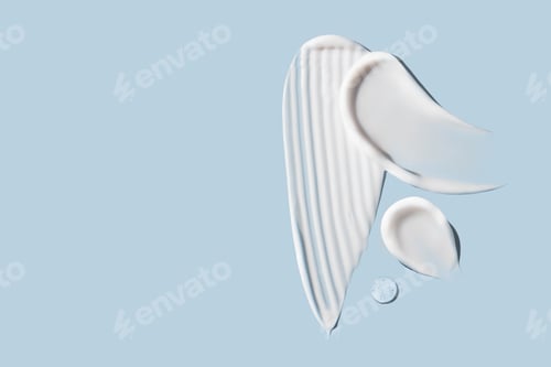 Preview: cosmetic smears cream texture on pastel blue background