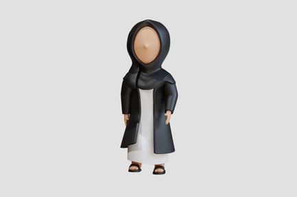 Preview: Muslim Woman 3D Character Looking Down Slightly