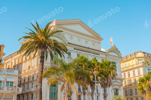 Preview: Sunlit elegant building o fthe Opera House with classical architecture are framed