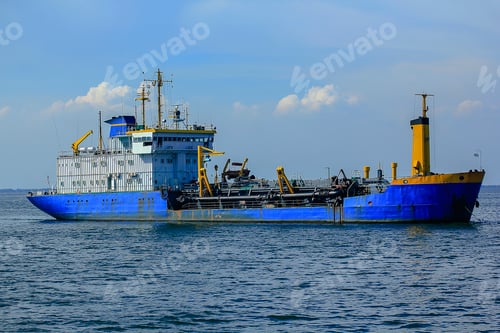 Preview: Large tanker anchored in the sea.