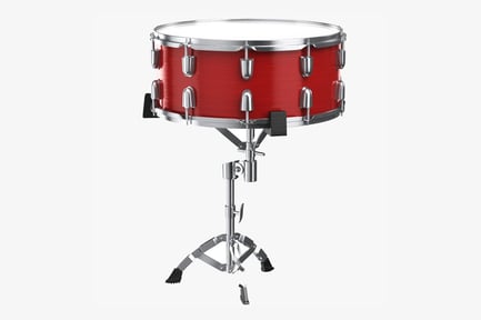 Preview: Bright Red Snare Drum with Stand