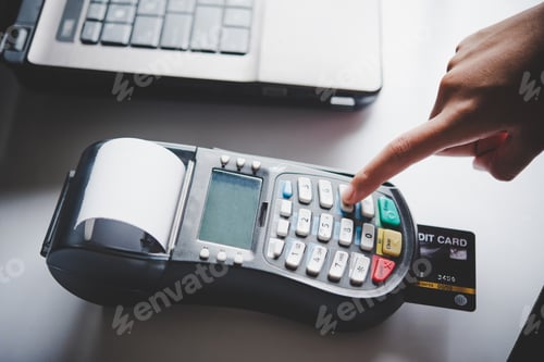 Preview: Paying by credit card , buying and selling products using a credit card swipe machine