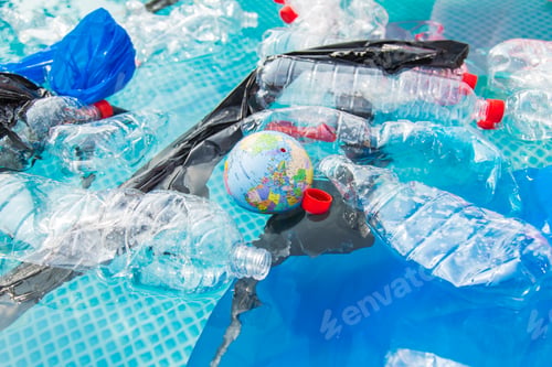 Preview: Problem of trash, plastic recycling, pollution and environmental concept - Plastic rubbish pollution
