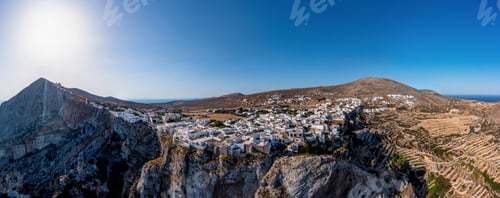 Preview: Folegandros island, Greece, Cyclades. Panoramic aerial drone view