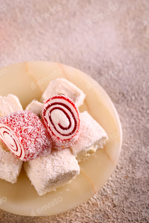 Preview: turkish arabic sweets lokum for treat and dessert