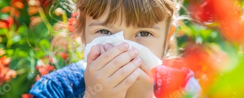 Preview: Seasonal allergy in a child. Coryza. Selective focus.