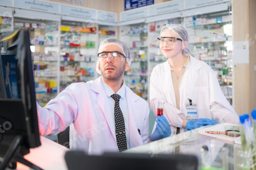 Preview: Pharmacist and chemical scientist doing antibiotic trials and testing in the laboratory