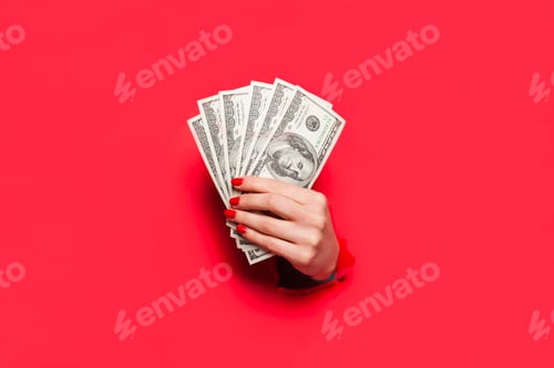 Preview: Hand holding dollar banknotes