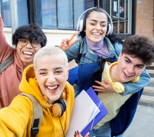 Preview: Group of diverse young people having fun. Friends having fun