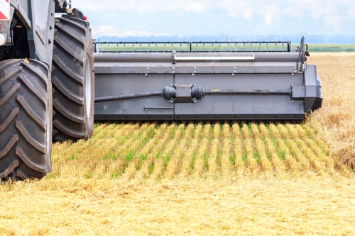 Preview: Rotary bucket of a large combine harvester, harvesting wheat on a summer day.