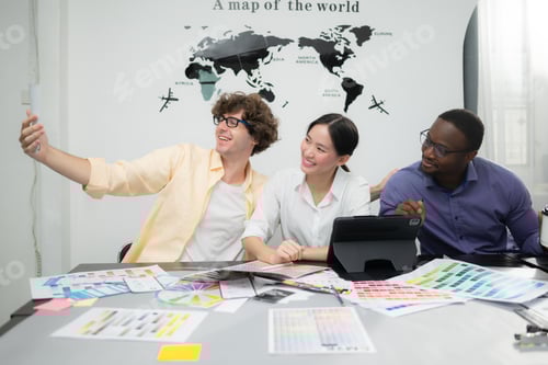 Preview: Multiethnic team of architects and designers are meeting to brainstorm design an application