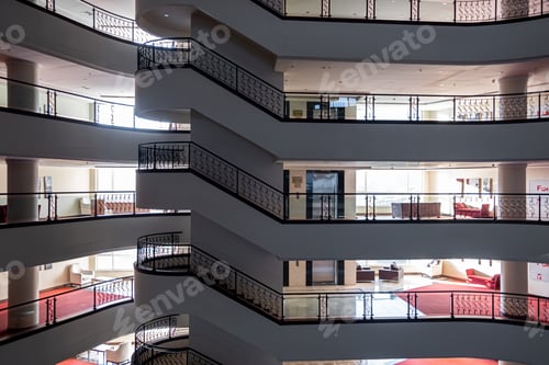 Preview: Many floors in the hotel, inside view. Many levels. Hotel Golden City
