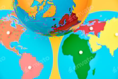 Preview: Flat world map, brightly colored montessori educational material.