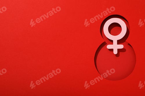 Preview: Number eight cut out of paper on a red background