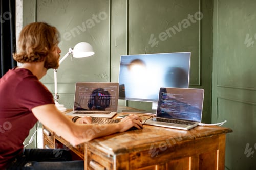 Preview: Programmer working with program code