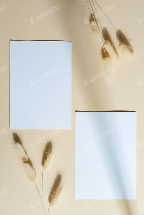 Preview: Mockup paper cards with shadow on a beige background