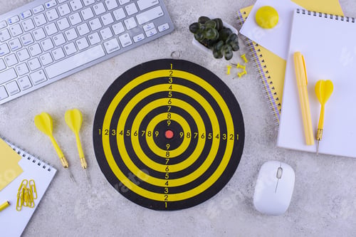 Preview: Target and goal concept with darts and arrows