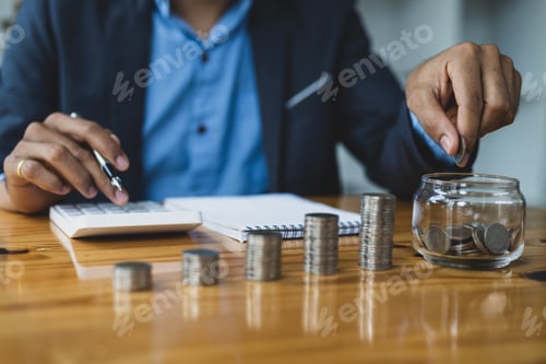 Preview: Money Savings Calculation with Coins and Calculator