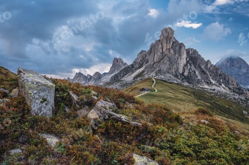 Preview: Giau Pass high alpine pass, popular travel destination in Dolomites, Italy