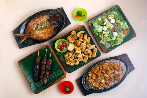 Preview: Photo of freshly cooked assorted Filipino food.