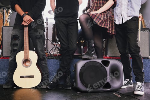 Preview: Cropped shot of an unrecognisable group of musicians standing in a studio during the day