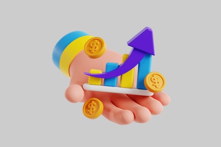 Preview: Cartoon hand with growth graph