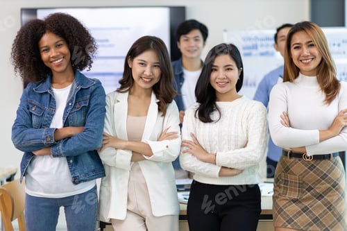 Preview: Diverse colleagues working together and people in business organization.