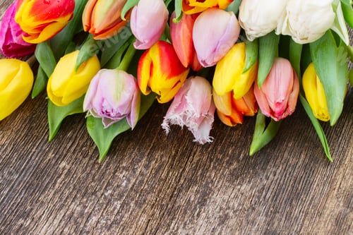 Preview: pile of multicolored tulips