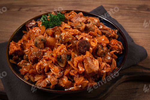 Preview: Bigos, bigus is a national Polish dish, made of cabbage and meat, stewed, homemade, no people,