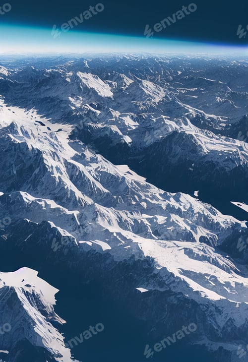 Preview: Aerial drone view of switzerland alps Mountain Range with snow capped peaks in winter.