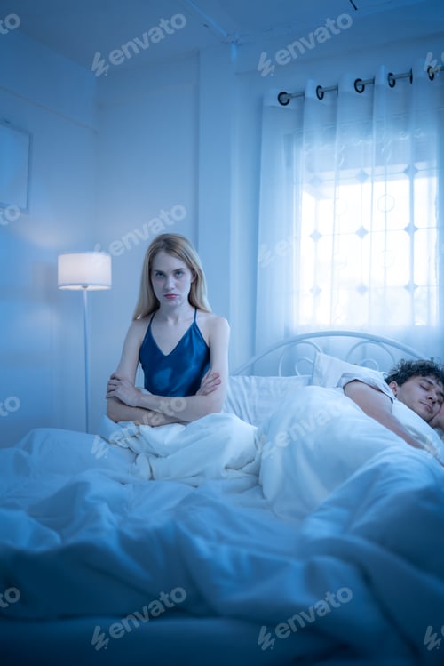 Preview: A husband and wife with their bitter feelings towards each other on bed in the night of the day