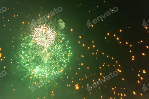 Preview: Floating lanterns or lamp. Festival in Chiang mai, Thailand. Loy krathong and Yi Peng Lanna ceremony