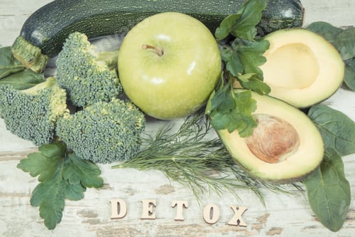 Preview: Vintage photo, Inscription detox with natural green ingredients as source vitamins and minerals