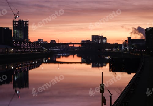 Preview: Glasgow Skyline Reflected In The River Clyde