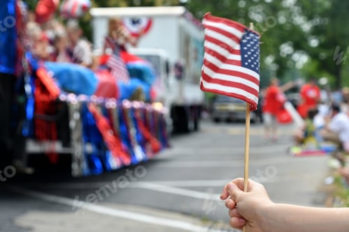 Preview: Watching the Independence Day Parade on the 4th of July while waving an American flag
