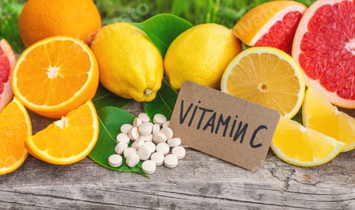 Preview: vitamin c and citrus. Selective focus.