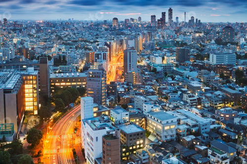 Preview: Downtown Tokyo skyline at dusk.