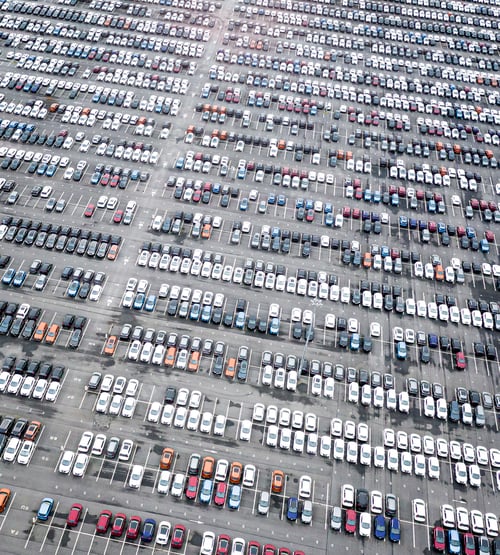 Preview: Rows of new cars in the parking lot