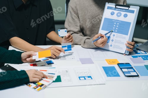 Preview: UX graphic designer planning application process development prototype wireframe