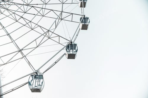Preview: Ferris wheel. Close up of ferris wheel booth in city park