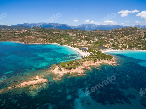 Preview: Aerial view of Palombaggia beach in Corsica Island in France
