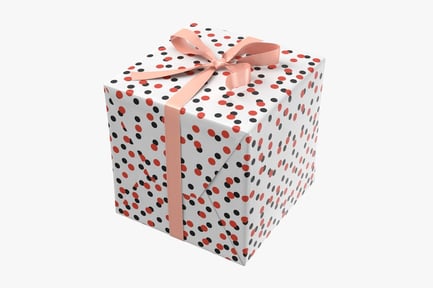 Preview: Spotted Gift Box with Peach Ribbon