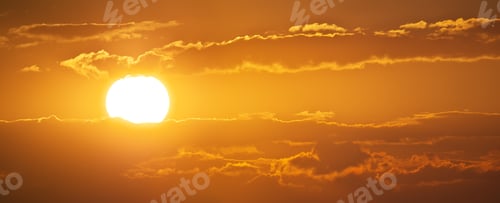 Preview: Sunset panorama and big Sun.