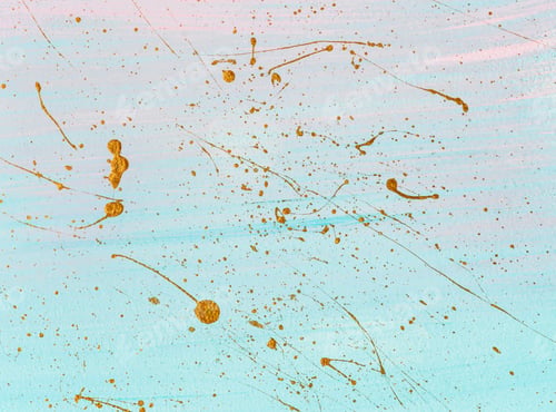 Preview: Gold splashes of different shapes on pastel background. Hand painted background or texture
