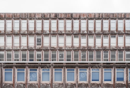Preview: Brutalist facade with square windows